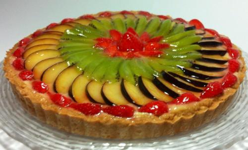 a fruit tart sitting on a glass plate at Hotel St. Moritz in Rimini