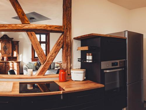 Nhà bếp/bếp nhỏ tại Ferienwohnung Brühler Hof