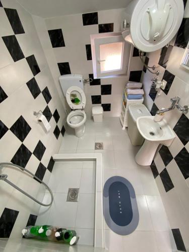 un piccolo bagno con lavandino e servizi igienici di Lotus House Dodoši a Dodoši
