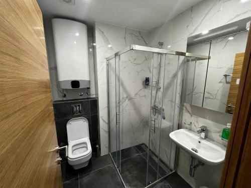Koupelna v ubytování Sova apartman
