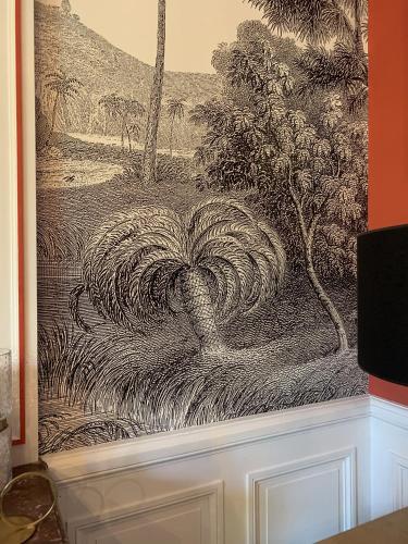 een tekening van een golf op een muur bij Les Lamartine-chambres d'hôtes in Le Mans