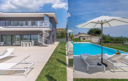 une villa avec une piscine et une maison dans l'établissement Gabrijela, à Kaštelir
