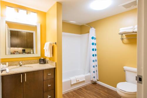 a bathroom with a sink and a toilet and a mirror at TownePlace Suites by Marriott Florence in Florence