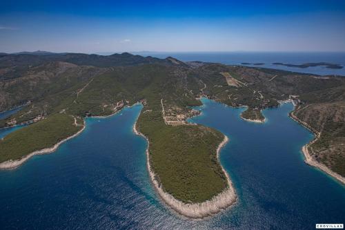 an aerial view of a group of islands in the water at Sonia Hvar in Rudina
