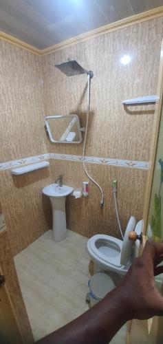a bathroom with a toilet and a sink at Night Star Dhangethi in Dhangethi