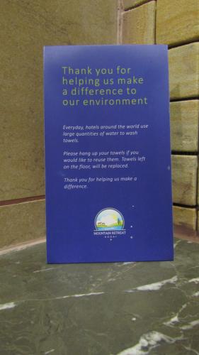 a sign that says thank you for helping us make a difference to our environment at Mountain Retreat Kodai in Kodaikānāl