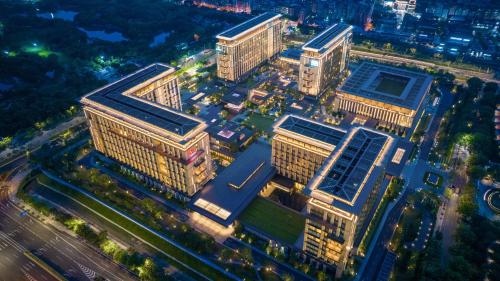 an overhead view of a city at night at Four Points by Sheraton Guangzhou, Baiyun in Guangzhou