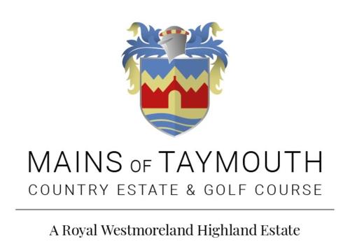 ケンモアにあるMains of Taymouth Country Estate 5* Housesのテイラーマウント郡の土地・ゴルフ場の男性のロゴ