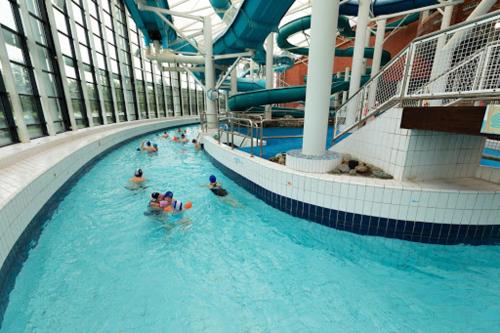un grupo de personas en una piscina en un crucero en GoldenGlow Apartment 15 MIN Airport, en Dublín