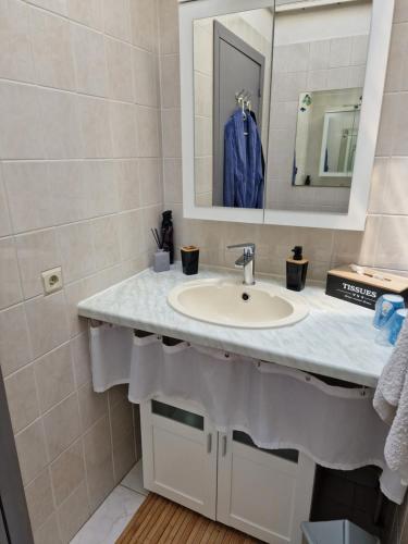 a bathroom with a sink and a mirror at mignon in Soumagne
