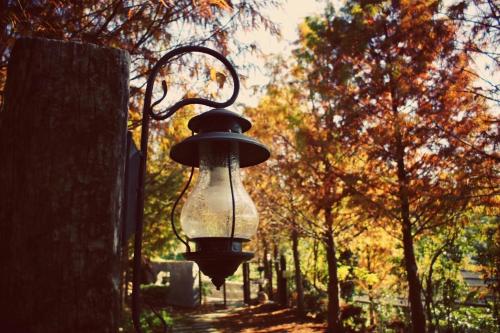 a lantern hanging on the side of a wall at Lin Qi in my heart Villa in Dongshi