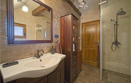 bagno con lavandino, doccia e specchio di 3 Bedroom Stunning Home In Skrad a Skrad