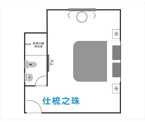 a schematic diagram of a bathroom with a mirror at Kanalung Yurakucho House in Taimali
