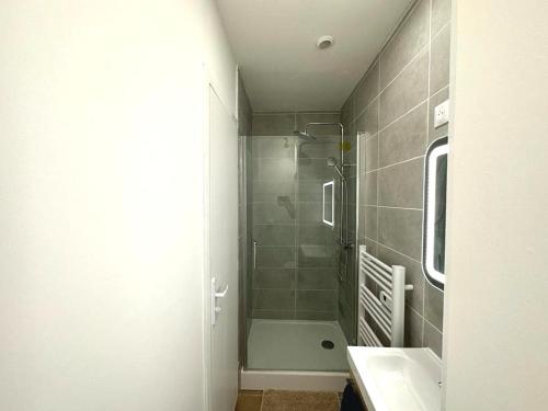 a bathroom with a shower and a sink at LeRelaisdOdile CAMBRAI - HYPER CENTRE - Free Wifi in Cambrai