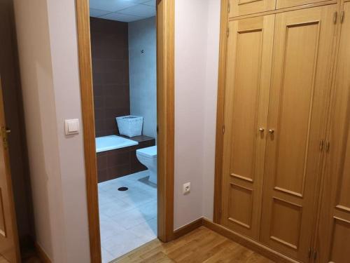 a small bathroom with a toilet and a sink at Apartamento Museo de Bellas Artes in Seville