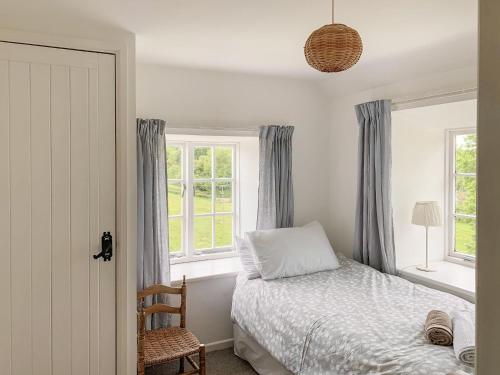 een slaapkamer met een bed en 2 ramen bij Marshalls Farm in Aston Ingham