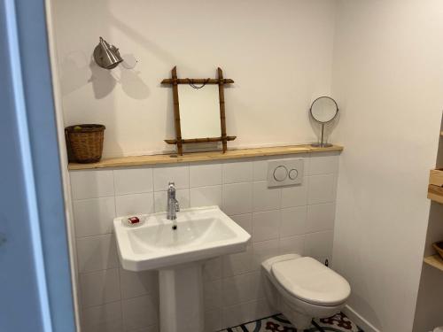 a bathroom with a sink and a toilet at Suite Bergame in Caluire-et-Cuire
