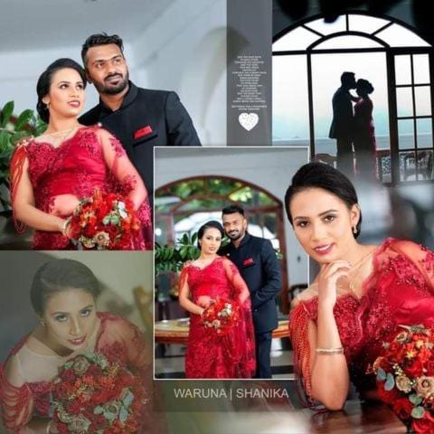 a collage of photos of a woman in a red dress at Ceylon Breeze in Kandy