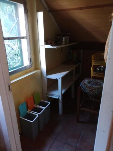 a small room with a desk and a window at Gli Aristogatti in Campo Tizzoro