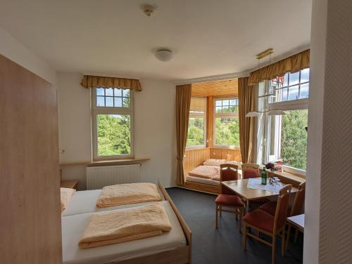Postel nebo postele na pokoji v ubytování Waldgasthaus & Berghotel Steinerne Renne