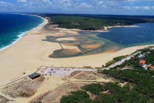 an aerial view of an island in the ocean at Casa Roma in Sesimbra