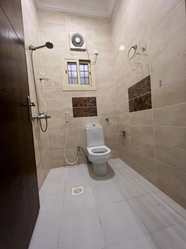 een badkamer met een toilet en een douchecabine bij Private Family's Apartment in Obhor