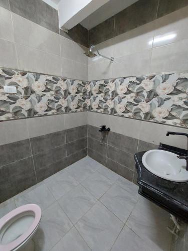 ein Bad mit einem WC und einem Waschbecken in der Unterkunft Delmon Hotel in El-Tor