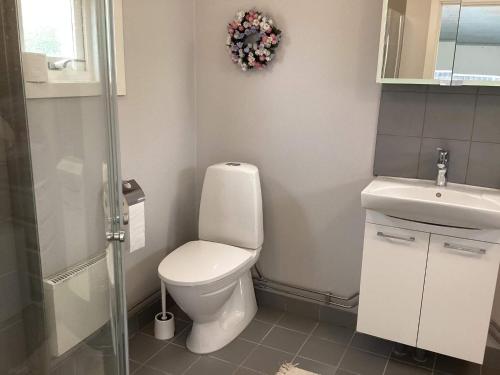 a bathroom with a toilet and a sink at 4 star holiday home in ELLÖS-By Traum in Ellös