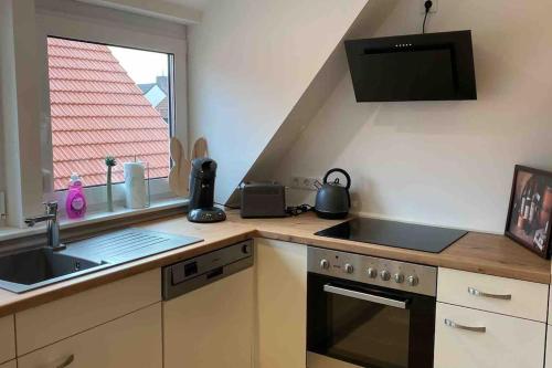 Kuchyň nebo kuchyňský kout v ubytování Schönes Loft in Bergrheinfeld 90 qm max 5 Personen