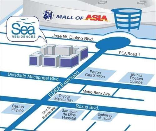 een diagram van een winkelcentrum van Azië met een diagram bij Ranj Staycation @ Sea Residences Pasay in Manilla