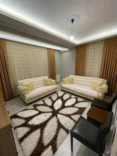 - un salon avec deux canapés et un tapis dans l'établissement Firuze Park, à Nigde