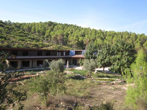 a house in the middle of a hill with trees at Mas la Llum, la casa de palla in Arens de Lledó