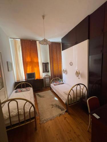 a living room with two beds in a room at Vila Grinka M in Zaječar