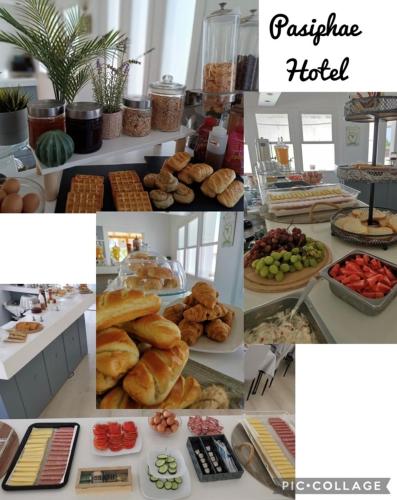 Un collage de imágenes de pasteles y otros alimentos. en Pasiphae Hotel, en Malia