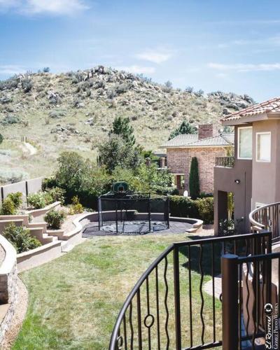 a balcony of a house with a view of a mountain at Majestic Mountain Escape-hike trails from backyard in Albuquerque