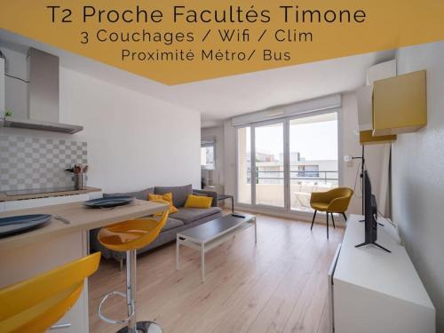 Appartement tout équipé climatisé Terrasse Hôpital de la Timone