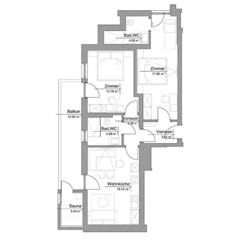 a floor plan of a house at Unser Hoamat Appartement in Schladming