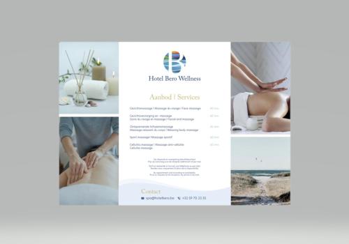 a catalogue of a spa website with a woman getting a massage at Hotel Bero in Ostend