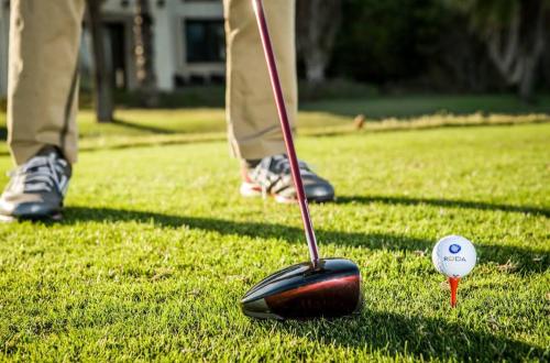 a person is playing a game of golf at La Isla habitacion independiente con baño privado y jardín in Santiago de la Ribera