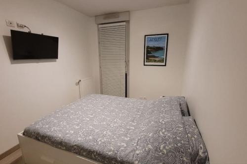 Appartement Voie Lactée Lyonにあるベッド