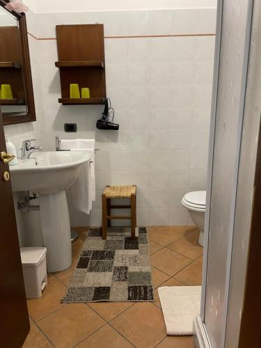 a bathroom with a sink and a toilet at Agriturismo Le Viole in Barolo
