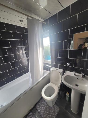 a bathroom with a white toilet and a sink at HESFORD B in Manchester