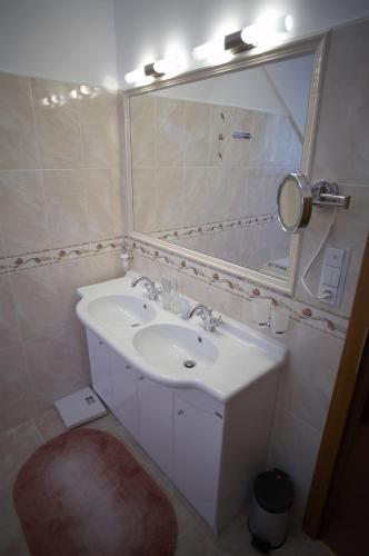 a bathroom with a sink and a mirror at Pension Konopiste in Benešov