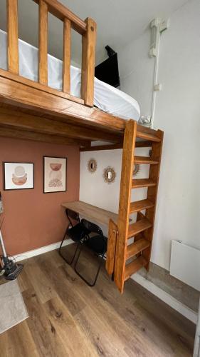 Cette chambre dispose de lits superposés et d'un bureau. dans l'établissement Charmant cocon au cœur de Dijon, à Dijon