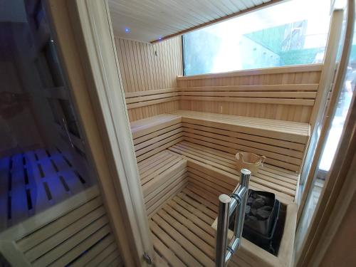 an empty sauna with the inside of it at Zlatibor luxury residence, near the center in Zlatibor