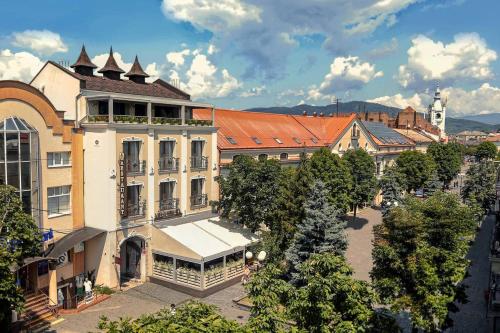 an overhead view of a building in a city at Villa Boutique Hotel in Mukacheve
