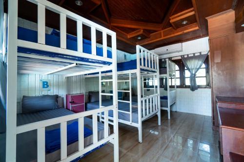 a group of bunk beds in a room at Bodega Koh Pha Ngan Pool in Baan Tai