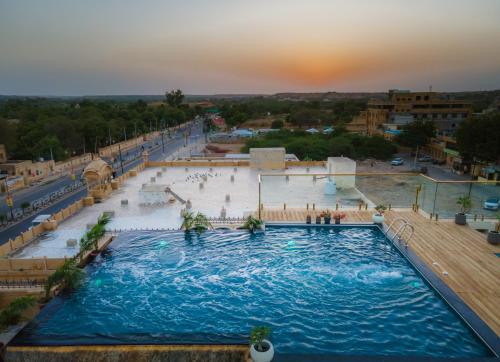 an overhead view of a pool at a resort at Rupal Residency in Jaisalmer