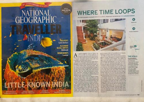 a newspaper article in a magazine with a picture of a turtle at Walton's Homestay, Fort Cochin in Fort Kochi