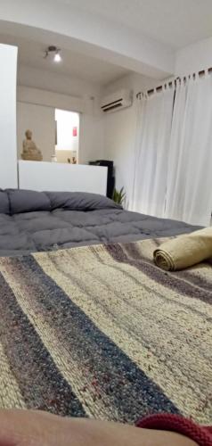 a bedroom with a bed and a rug at Departamento monoambiente Equus in Guaymallen